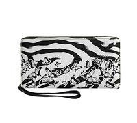 Kuiaobaty Zebra Print Two Folded Wallet Butterfly Women Long Wallet with Wristlet, Ladies Card Holder Female's Handbag Zip up Money Bag