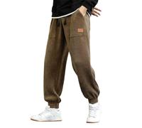 kuiazelit Cotton Corduroy Trouser Men - Cuffed Cargo Joggers Casual Pants Drawstring Jogging Bottoms with Pockets Basketball Pants Relaxed Fit Tracksuit Bottoms Walking Running Hiking Trousers Khaki