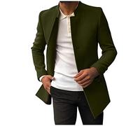 kuiazelit Mens Casual Suit Blazer Jackets Stand Mandarin Collar Trench Coat Woolen Work Business Coats Single Breasted Longline Windbreaker Overcoat Winter Trench Jacket Mid Length Long Sleeve Tops