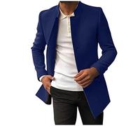 kuiazelit Mens Casual Suit Blazer Jackets Stand Mandarin Collar Trench Coat Woolen Work Business Coats Single Breasted Longline Windbreaker Overcoat Winter Trench Jacket Mid Length Long Sleeve Tops