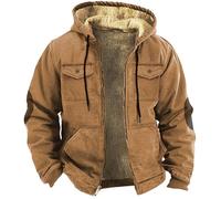 kuiazelit Men's Military Fleece Combat Jacket Tactical Hoodies Fleece Lining Winter Jackets Full Zip Up Hooded Coats Thick Thermal Outwear Multi Pockets Outdoor Sherpa Jackets Quilted Jacket For Men