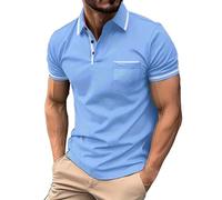 kuiazelit Mens Polo Shirt Short Sleeve Stretch Breathable Golf Polo Shirts Classic Summer Casual Business Work Polo T Shirts Regular Fit Button Collared Golf T-Shirts with Real Pocket Multi Colors