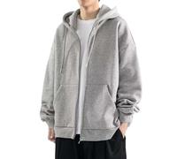 kuiazelit Oversized Men's Full Zip Hoodie With Pockets Patchwork Long Sleeve Fleece Jacke Y2K Tops Pullover Hooded Hippie Top Plain Sweatshirts With Hood Aesthetic Zipped Jumper Top Sports Coat