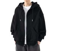 kuiazelit Oversized Men's Full Zip Hoodie With Pockets Patchwork Long Sleeve Fleece Jacke Y2K Tops Pullover Hooded Hippie Top Plain Sweatshirts With Hood Aesthetic Zipped Jumper Top Sports Coat