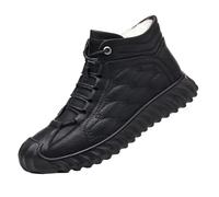 Kuiazelit Steel Toe Cap Boots Mens, Fashion & Versatile & Warm & Comfy Snow Boots Mens Plush Fleece Thermal Winter Boots Leather Black Boots Anti Slip Hiking Boots Men Walking Boots Safety Boots