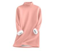 kuiazelit Women's Pullover Sweatshirts Mock Neck Fleece Lined Jumpers Long Sleeve Winter Warm Pullover Tops Comfortable Lightweight Sweater Basic Casual Tops Kpop Korean Streetwear Pink