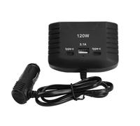 KUIDAMOS 120W Multi Port Car Charger USB Type C Compact Fast Charging Adapter for Travel or Daily Use - ABS Material