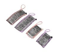 KUIDAMOS 4pcs Stretchy Banana Hair Clamp/Holder Non Pressure Clincher Comb Tool for Various Hairstyles 20 To 30 Teeth Pink Purple Home Lightweight Rubber Iron