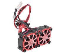 KUIDAMOS Adjustable Double Cooling Fan Motor Radiator Upgrade Spare Parts for 1/10 RC Car, Aluminum Alloy Motor Heatsink for 36mm, Fit for SCX10, Wltoys, Tamiya Series (Red)