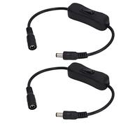 KUIDAMOS DC Power Inline Cable Set of 2, Durable ABS with On/Off Switch, Ideal for LED Strip Lights and CCTV Applications, 11.5in Length