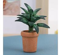 KUIDAMOS Dollhouse Green Leaves Potted Mini Model Resin Decoration Accessory for 1:12 Dolls or Doll House Living Room Bedroom (green leaf potted plants)