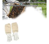 KUIDAMOS Goatskin Leather Sting Proof Beekeeping Gloves Breathable Elastic Cuff for Beehive Maintenance and Safety Camping Gloves (XL)