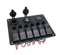 KUIDAMOS KUIDAMOS 6 Gang Rocker Switch Panel Durable Overload Protection Dual USB for Boats Yachts Cars RVs SUVs, Aluminum Alloy+ABS Material (Red Light) (Green Light)