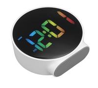 KUIDAMOS LED Electric Alarm Clock 12 24H Time Display Adjustable Brightness for Home Travel Portable White 3.9in 1 (White Case, Color Font)