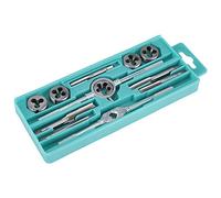 KUIDAMOS M6-M12 Thread Tap Dies Set Practical Hand Tool Kit for Vehicles and Machinery, Adjustable Tap Wrench Handle for Small Space Operation, Made of High Quality 45 Steel, 12pcs