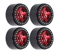 KUIDAMOS Metal Wheel Hub RC Easy Replaceable 2.2in 12mm Hex Drive for 1/10 Crawler Car, 4 PCS (Red)