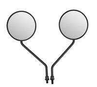KUIDAMOS Motorcycle Rearview Mirror 8mm Universal Retro Round Side Mirrors Clear View for Safer Riding, 2Pcs for Most Models, ABS Shell Black