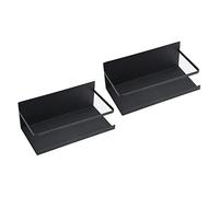 KUIDAMOS Multi Function 2pcs Magnetic Rack Refrigerator Storage Rack, Powerful Magnet, Detachable Hooks, Fashionable and Durable Black Kitchen Shelves, Suitable for Microwave Oven, 9.8x4.9x3.7in