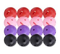 KUIDAMOS Plastic Square Hole Ball Set Light Weight for Indoor Swing Practice, 16Pcs Pink Red Purple Black Balls for Practicing