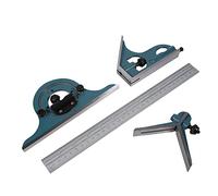 KUIDAMOS Stainless Steel Durable Universal Bevel 180 Degree Angle Combination Square Protractor Ruler Set for Measuring Inner and Outer Angles of Parts