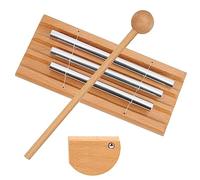 KUIDAMOS Three Pole Wind Chimes Educational Xylophone for Children's Music Training, Percussion Instrument for Happy Childhood, Beech + Aluminum, Wood Color + Silver