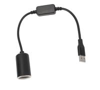 KUIDAMOS USB Male to Cigarette Lighter Socket Adapter Compact Power Converter for Car Accessories 30cm Black 1 Piece