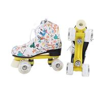 KUIDAMOS White Graffiti Double Row 4 Wheel Roller Skates for Kids & Adults, Durable Material & Front Support for Indoor & Outdoor Skating, Size 38