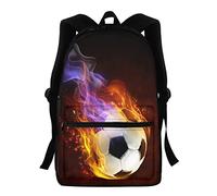 KUIFORTI 3D Fire Football School Backpack for Boys Girls,Cool Soccer Printed Primary Schoolbag Book Bag,Kindergarten Toddler Large Rucksack Durable Casual Daypack