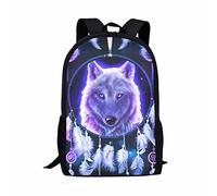 KUIFORTI Animal Wolf School Backpack for Elementary Kindergarten,Polyester Bookbags Casual Daily Rucksack,Boys Girls School Bags