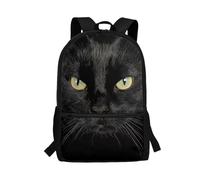 KUIFORTI Balck Cat School Backpack for Kids Children School Bags 15 Inch Animal Cat Print Large Bookbags for Boys Teens 8-12 Year Casual Daypack Travel Rucksack for Preschool Kindergarten