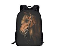 KUIFORTI Black Horse School Bagpack for Kids Children School Bag,Animal School Backpack Kindergarten Elementary Casual Daypack with Adjustable Strap