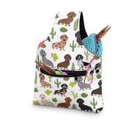 KUIFORTI Cactus Dachshund Yarn Bags for Knitting & Crochet - Cute Dachshund Print Organizer Tote Bags - Portable Needlework Tool Storage - Travel Yarn Holder - Small Size