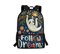 KUIFORTI Girls Backpack Cute Sloth School Bags for Kids Children 5-9 Year,Follow Your Dream Sloth School Backpack Large Casual Daypack Elementary Kindergarten Schoolbags Rucksack