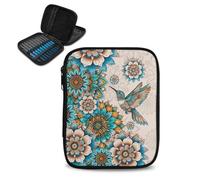 KUIFORTI Hummingbird Lotus Crochet Hook Case for Storage Portable Crochet Project Bag Sewing Needle Case Crochet Kit for Beginners