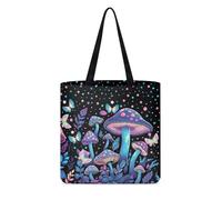 KUIFORTI Mushroom Canvas Tote Bags for Women Gifts Fantastic Mushroom Design Reusable Grocery Bags Bathing Suit Workout Bag Large Dirty Clothes Bag Portable Shopping Handbag