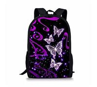 KUIFORTI Purple Butterflies Schoolbags,Ladies Girls Large Capacity Laptop Bookbags,Kids Children Back to School Backpack Daypack Gifts