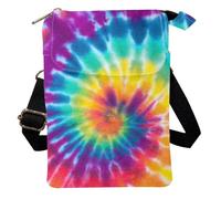 KUIFORTI Rainbow Tie Dye Crossbody Phone Carrier for Womens,Tie Dye Print Crossbody Purse Sling Shoulder Handbag Messenger Tote Bag Travel Beach Zipper Wallet Portable Makeup Bag with Magnetic Closure