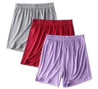 KUIH 3 Pack Sleep Shorts for Women Super Soft Lounge Pyjama Bottoms Solid Color Summer Co Ord Pj Shorts Elastic Waisted Lounge Pants Yoga Bottoms Housewear Nightwear Holiday Essentials