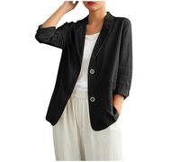 KUIH Blazers for Women UK Linen Suit Jacket Summer Lightweight Open Front Blazer Jackets with Pockets Palin Casual Long Sleeve Lapel Collar Blazer Ladies Cardigan Dressy Business Office Wear