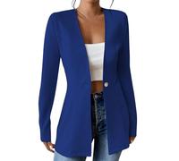 KUIH Blazers for Women UK Long Sleeve Open Front Cardigans Blazer Front Lined Womens UK Regular Fit Blazer Longline Shrug Jackets Elegant Smart Cover Up Outerwear Top for Party Wedding Blue