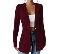 KUIH Blazers for Women UK Long Sleeve Open Front Cardigans Blazer Front Lined Womens UK Regular Fit Blazer Longline Shrug Jackets Elegant Smart Cover Up Outerwear Top for Party Wedding Wine