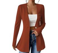 KUIH Blazers for Women UK Long Sleeve Open Front Cardigans Blazer Front Lined Womens UK Regular Fit Blazer Longline Shrug Jackets Elegant Smart Cover Up Outerwear Top for Party Wedding Coffee