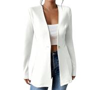 KUIH Blazers for Women UK Long Sleeve Open Front Cardigans Blazer Front Lined Womens UK Regular Fit Blazer Longline Shrug Jackets Elegant Smart Cover Up Outerwear Top for Party Wedding White