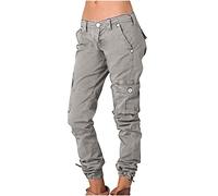 KUIH Cargo Pants for Women UK 2025 Casual Streetwear Straight Leg Trousers Stretchy Combat Military Pants with Pockets Low Rise Trousers Harem Skinny Joggers Spring Workout Hiking Sweatpants