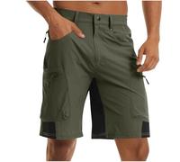 KUIH Cargo Shorts Men, Loose Casual Combat Hiking Shorts with Zip Pockets Lightweight Quick Dry Elastic Waist Walk Work Short Lounge Summer Gym Pants Fitness Activewear Army Green