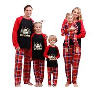 KUIH Christmas Family Pyjamas Set 2024 Matching Christmas Pyjamas, Christmas Pjs Family Set, Xmas Pjs Set Nightwear Sleepwear Loungewear Set,Plus Size Christmas Pajamas for Couples Women Men Kid Baby