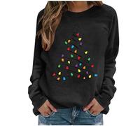 KUIH Christmas Tree Jumper Women Long Sleeve Sweatshirt Crewneck Pullover Xmas Tree Jumpers Cozy Warm Sweaters Tops T-Shirt Winter Autumn Casual Jumpers Christmas Holiday Sweatshirts Blouses