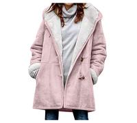 KUIH Coats for women UK 2024, Long Fleece Lined Coat Plus Size Womens Suede Parka Coat Solid Color Ladies Winter Trench Coat Hooded Overcoat with Pocket Long Sleeves Jumper Jacket Thermal Outwear