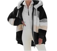 KUIH Fleece Jackets for Women UK Winter Warm Teddy Fleece Hoodie Zip Up Sweatshirt Fuzzy Pullover Jumper Hooded Jacket Ladies Fluffy Hoodie Plush Cardigan Ladies Coat Shaggy Sweaters Overcoat Outwear
