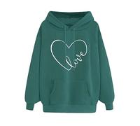 KUIH Hoodies for Women UK 2024 Clearance Cute Long Sleeve Tops Love Heart Printed Casual Sweatshirts Teen Girl Sweatshirts Plain Hoody Loose Casual Pullover Jumpers Women Sweater Trendy Y2K Top